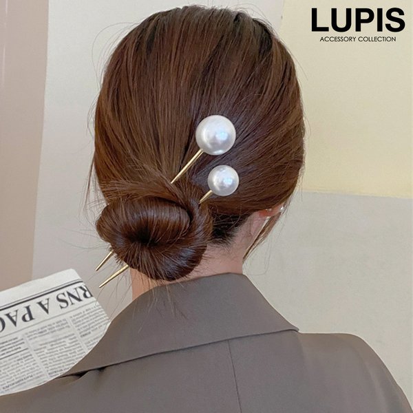 一粒パール×ウェーブラインメタルバナナクリップ-激安ヘアアクセサリーの通販販売-ルピス(LUPIS)