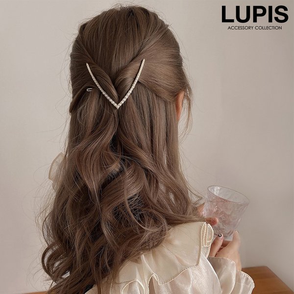 一粒パール×ウェーブラインメタルバナナクリップ-激安ヘアアクセサリーの通販販売-ルピス(LUPIS)